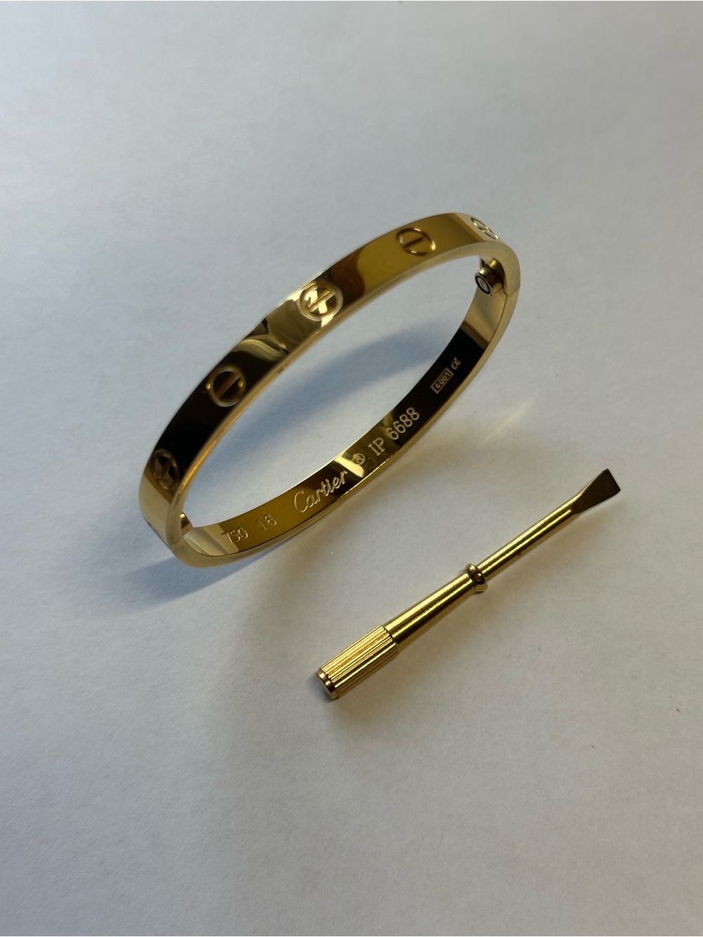Designer Inspired Gold Tone Love Bangle Bracelet Size 16